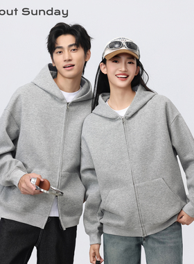 sunday简约连帽拉链卫衣男女百搭外套冬季外衣开衫