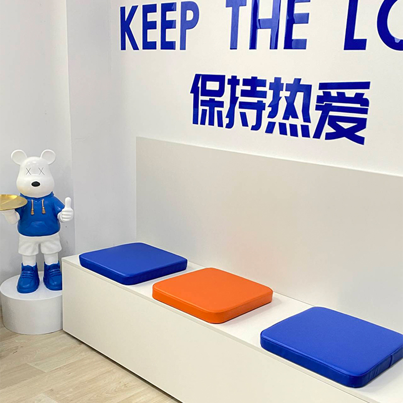 定做奶茶店甜品咖啡店餐厅卡座靠背软包坐垫海绵皮革方形座垫防水