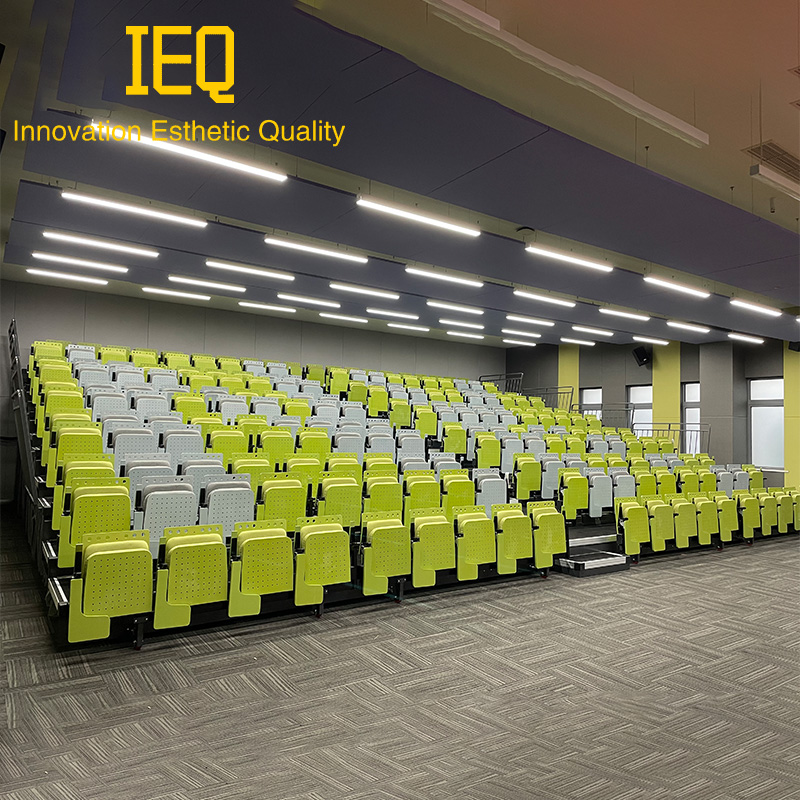 IEQ报告厅伸缩看台座椅电动带阶梯手动收纳观众席折叠剧场连排椅