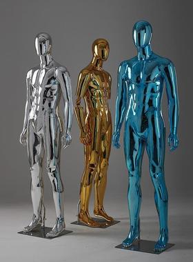 服装模店架19859特道具男全身电镀展模型陈列展示架男装橱窗示人