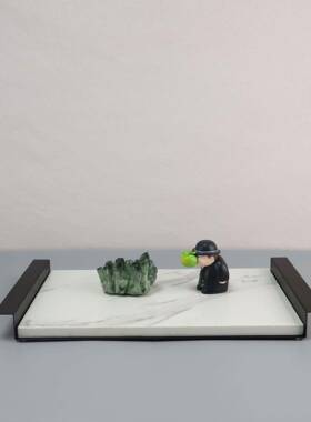 现简约软金大QJX理石代方形托盘摆件客属厅茶几样板房酒店装家居