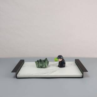 现简约软金大QJX理石代方形托盘摆件客属厅茶几样板房酒店装家居