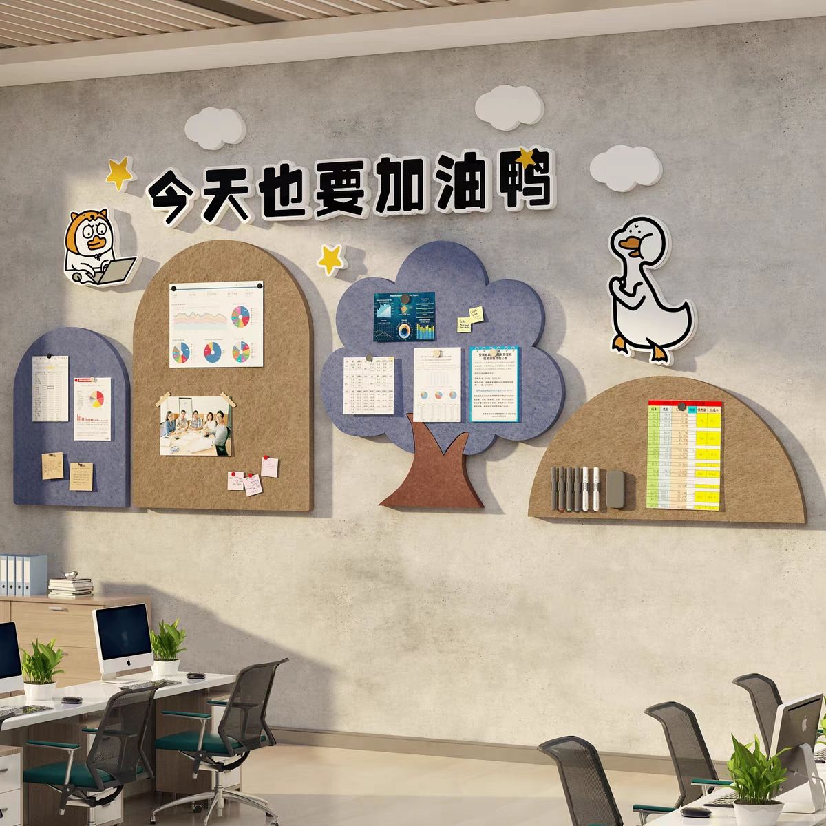 员工风采墙面毛毡展示板办公室告栏企业文化司照片贴互动装饰氛围