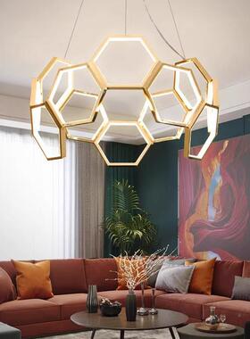 后何现代不锈钢25268吊灯客厅灯轻简约六线条时尚餐厅展馆艺角术