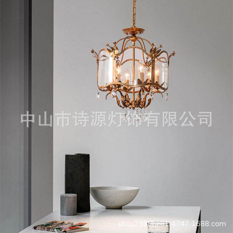 美式餐厅吊灯做旧餐桌灯法式创意店铺用水晶灯蜡烛卧室书房灯铁艺,家装灯饰光源,智能吊灯,淘宝优惠券,粉丝福利购,淘宝优惠卷