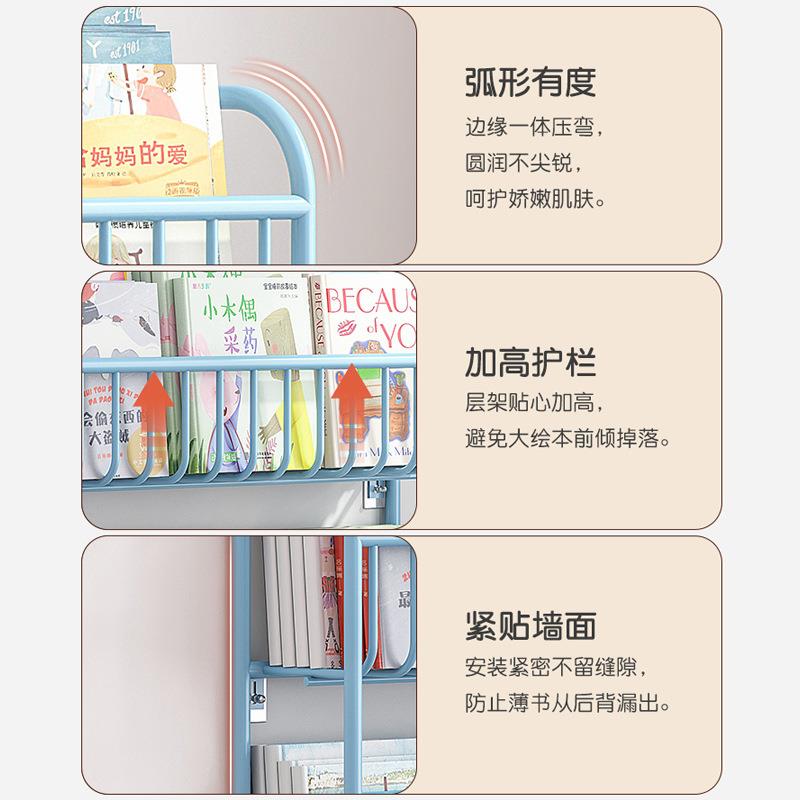 飘窗书架置物架挂墙上儿童绘本收纳架宝宝简易超薄铁艺窗台省空间图片