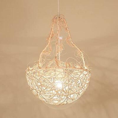 东南亚藤艺吊灯个性创意餐厅饭店灯田园风格民宿客栈茶楼鸟巢灯具