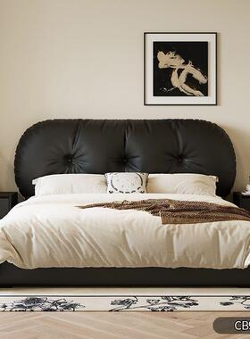 吐司现代黑色网红奶油法式双人床简约储物婚床双人小户型齐边