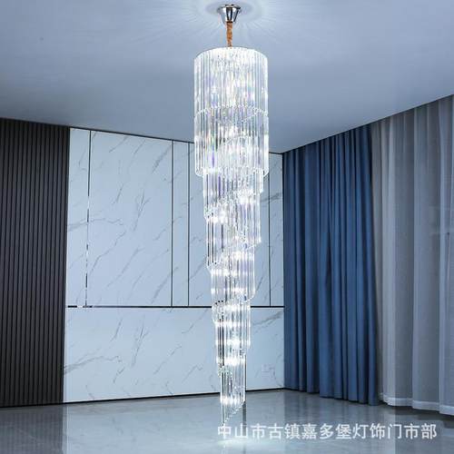 后现代别墅楼梯灯家用长吊灯复式中楼大吊灯客厅跃层水晶灯
