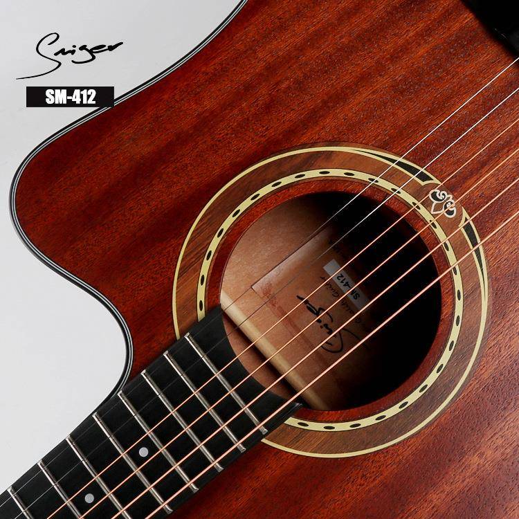 琴行进货选41寸合板民谣木吉他哑光桃花芯缺角擦色6弦吉他GUITAR