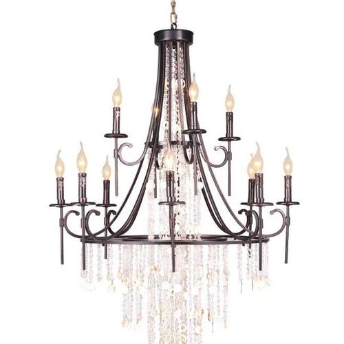 美式复式楼水晶大吊灯复古法式别墅客厅楼梯三层长吊灯