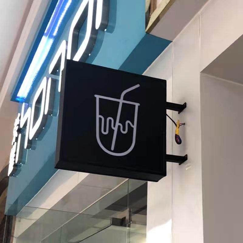 不锈钢发光灯箱LED广告灯箱商场侧挂镂空发光灯箱