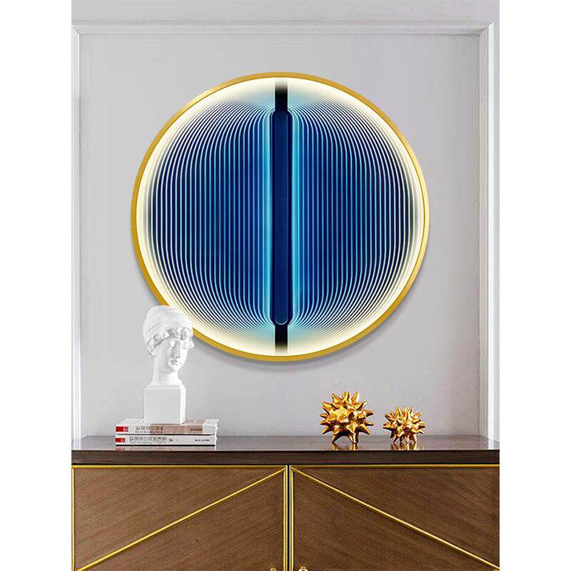 简约玄关装饰画LED灯画现代轻奢圆形走廊过道挂画客厅样板间壁画