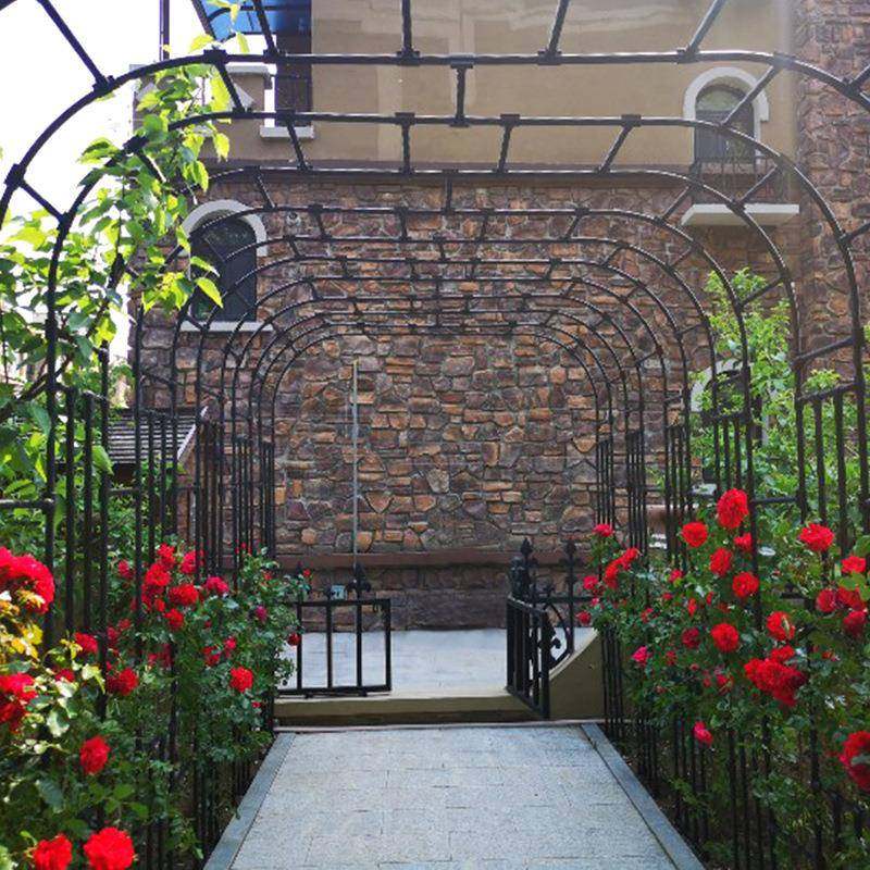 拱形花架加粗管径包塑钢管爬藤架月季葡萄支架花园阳台户外拱门花