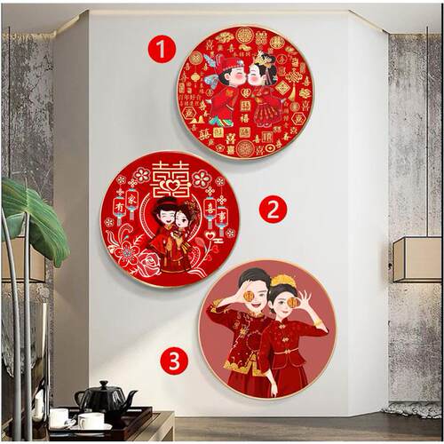 ?十字绣成品纯手工结婚们了Fhhwxgum好合新式客厅玄关婚礼挂我画