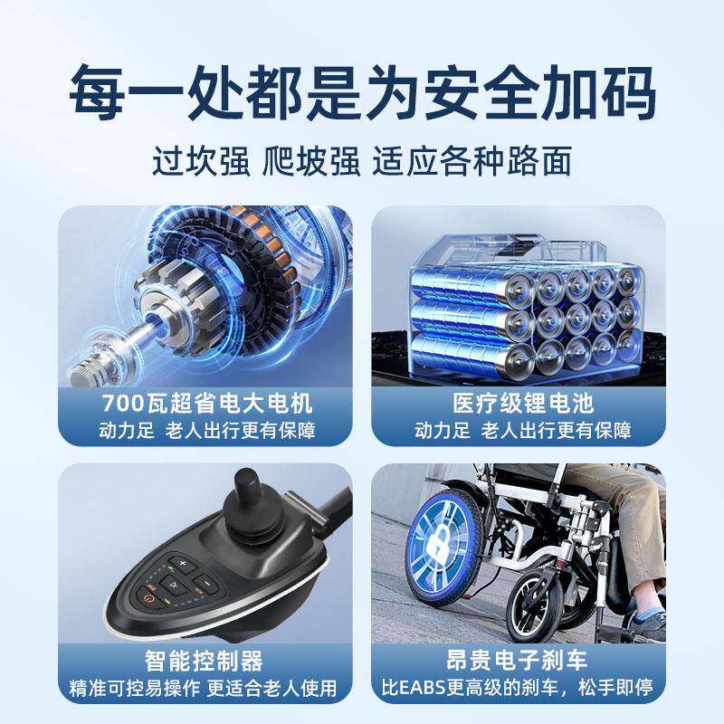 九700W电机越野叠电动轮椅智能动自老年残疾人34圆专用折轻便代步