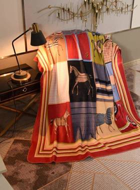 欧美风奢锦华狐绒盖毯沙UIB休闲毯披肩毯狐车发载旅行毯子锦绒毛