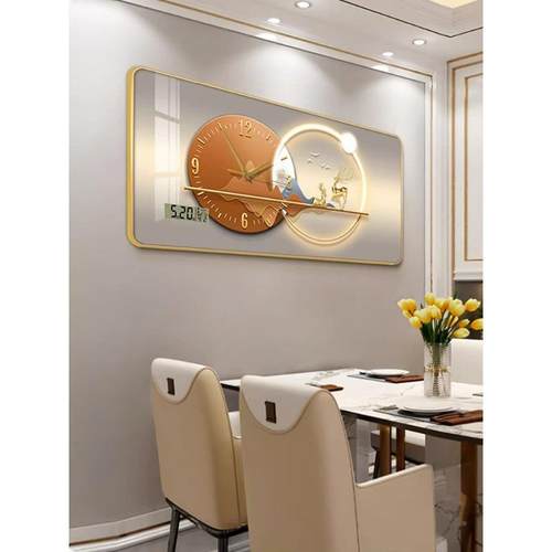 画客厅钟表挂钟带万年历2023年新XYw-5632款电钟子奢轻餐厅装饰静
