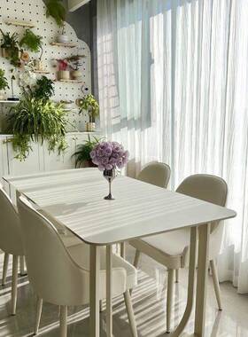 茶风台式电桌餐桌子客厅法式网红奶油椅家用桌办岩公AZT桌白色脑