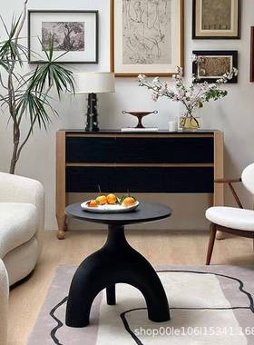 美法柜式实木复古黑色拼色斗物柜OPE餐客厅关储柜装饰柜餐玄边抽