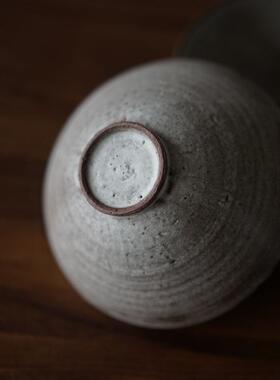 S58禾下釉斗笠碗手作8陶器灰食器手F75HT57J工｜粗陶