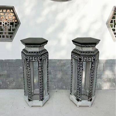 石雕中子式花架盆景台石头仿花台古花盆架底石雕庭院户外落座地架