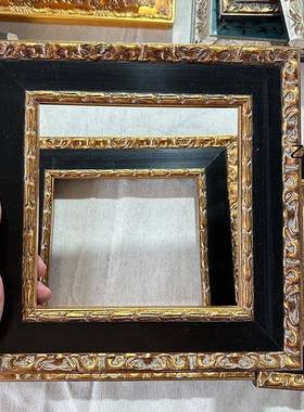 乙霏家色居黑色金雕花5厘中古欧tj#$*&j#米式法实式装饰画画框木