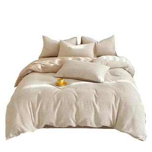 A纱双层纯床上棉四件套100全棉简约轻奢床品类X CW2461床单2米被