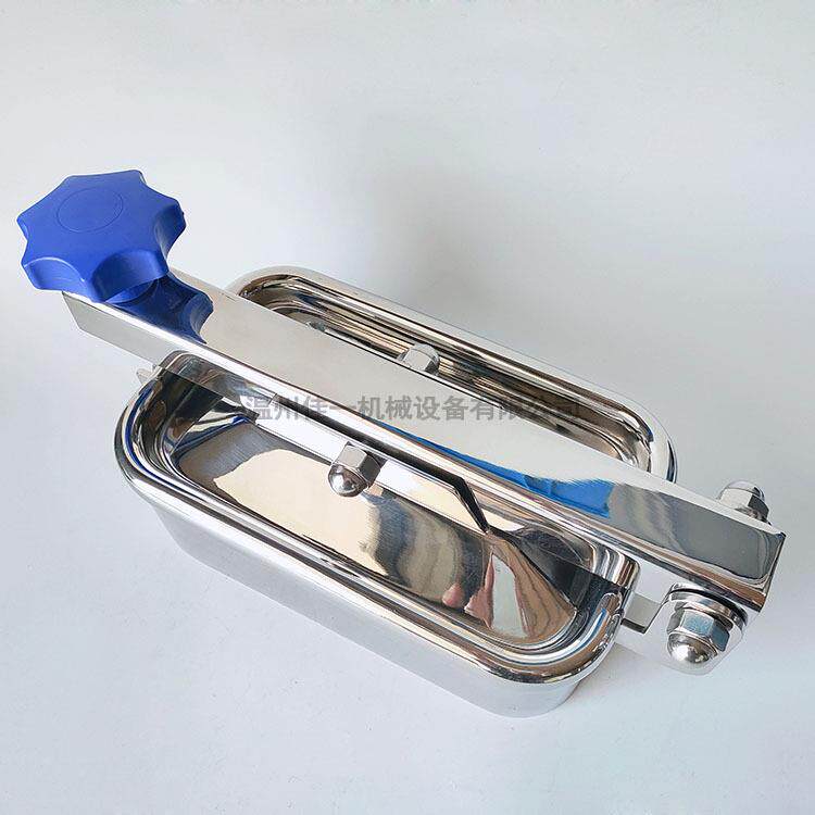 50*150JY-RK511不锈方形手孔盖2镜钢面抛光柜形手形孔罐用快开方
