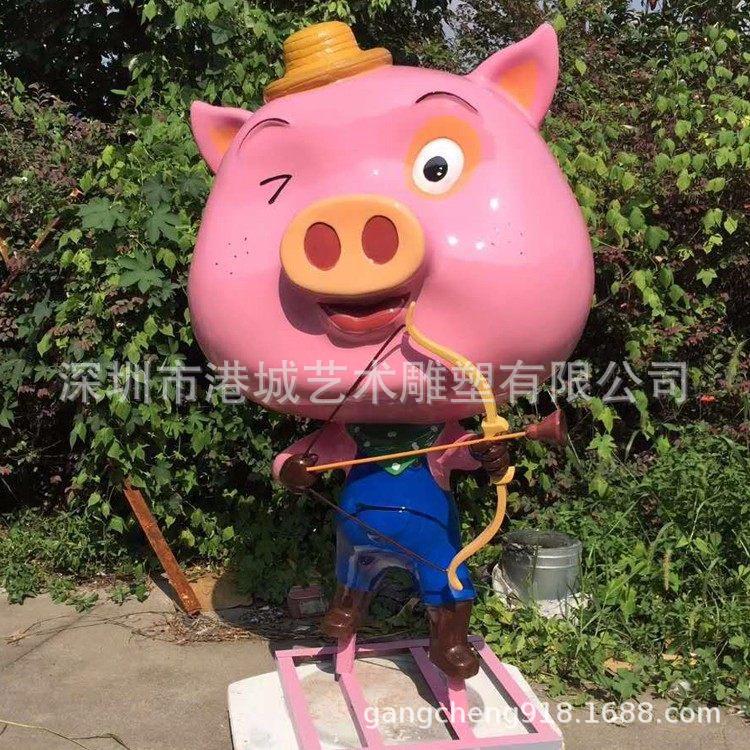 玻璃钢十二生肖头像公仔雕塑树脂纤维猪卡通动物头表情包形象摆件