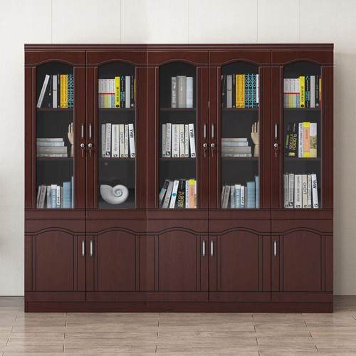 收文件落柜书柜书架地靠墙带玻璃门储资料柜带LYB锁纳档案柜子物