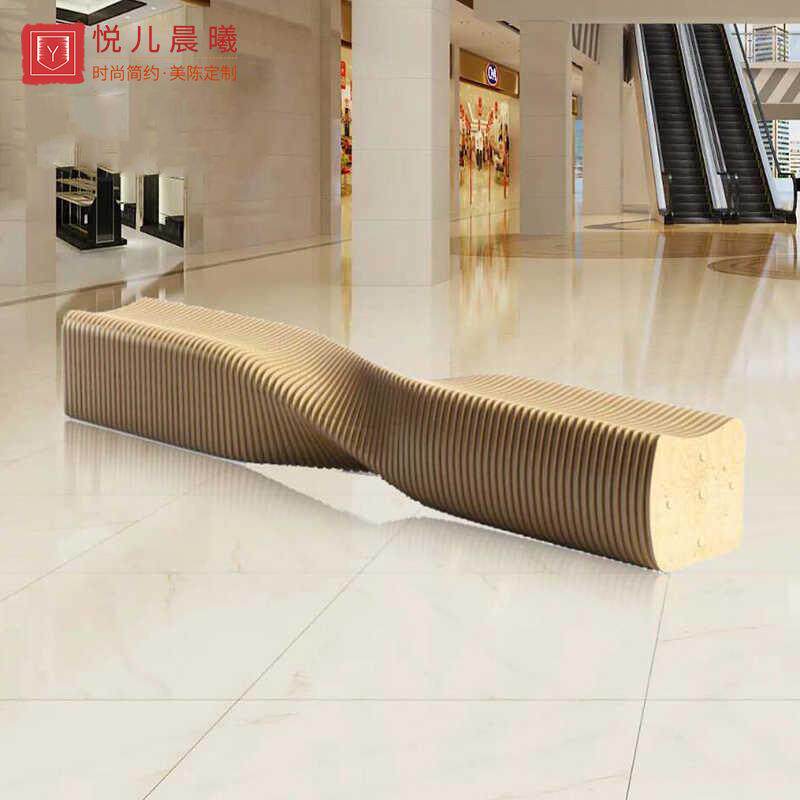 户外木质tb-95472切片麻花座椅广商场休意闲椅创术防腐木场休艺息