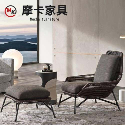 户几外沙发单人藤躺椅庭院编别墅休室闲咨询客服室外内茶脚垫组合