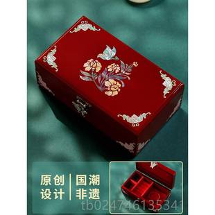 正品 贝传说螺钿漆器首饰收五纳锦盒204高档三金实木质复2古典结婚