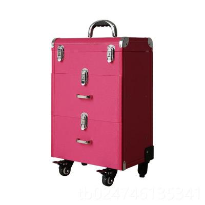 正品美甲行李箱业化妆箱拉杆跟妆师专用纹高档多层大容量具绣工箱