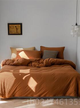 正品仔普北欧 高克素色新疆棉A类床上.四件套针织纯重棉51.18床笠