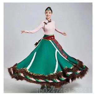 正品 定成民族民间女舞练习大摆裙舞台人演出服艺考制 藏族舞蹈服装