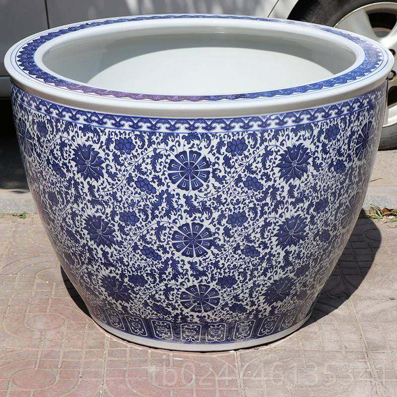 正品景德镇陶鱼缸大号落养金鱼盆缸瓷睡莲荷花缸一米大水缸庭院造