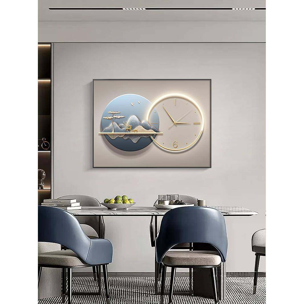 轻奢电表箱装饰画带钟表电闸开关盒遮挡挂画高档客餐厅配电箱壁画