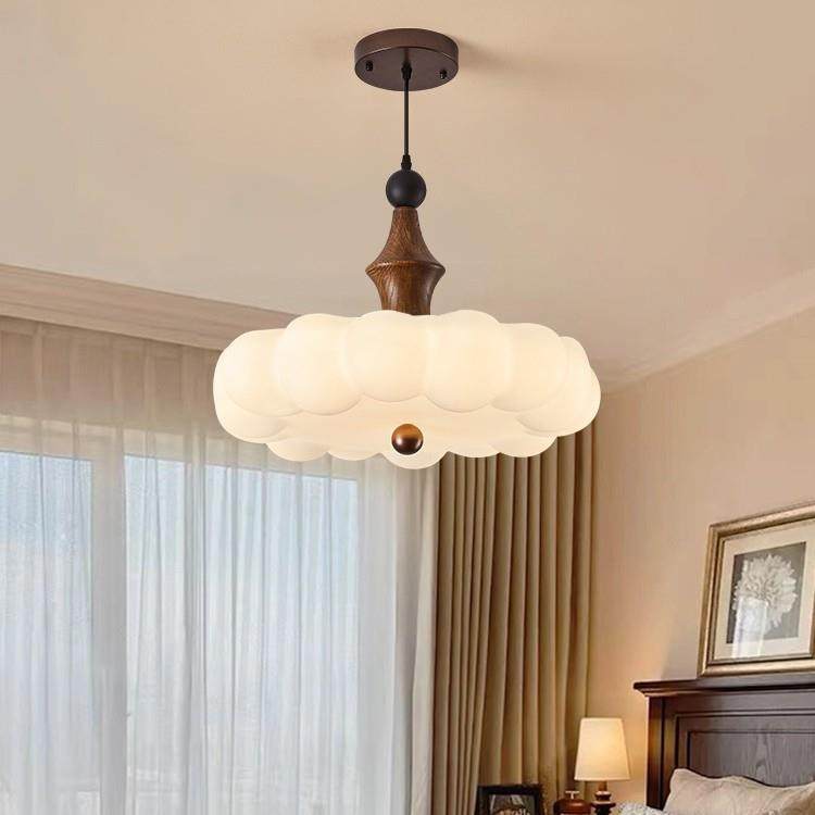 法式中古奶油风主卧室吊灯复古胡桃木色书房灯儿童房温馨护眼吊灯,家装灯饰光源,智能吊灯,淘宝优惠券,粉丝福利购,淘宝优惠卷