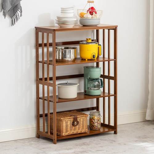 楠竹厨房置物架落地多层微波炉烤箱架子客厅多功能实木收纳置物架