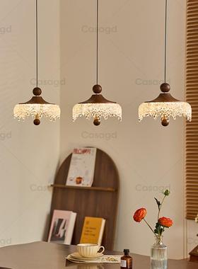 中古水滴升降餐厅吊灯胡桃木色过道灯法式复古触摸床头小吊灯casa