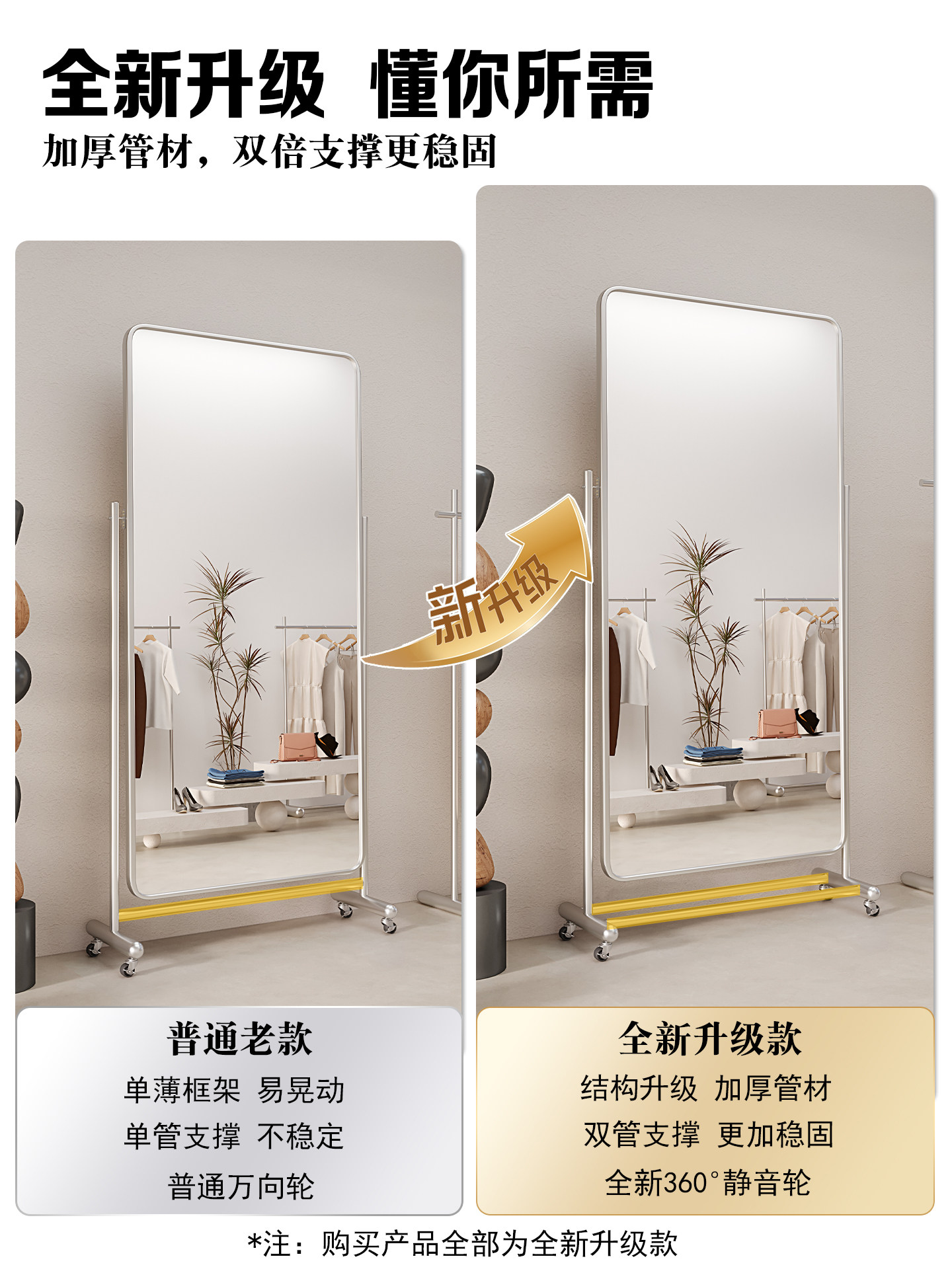?服装店可移动全身镜家用落地镜跳舞镜子全身镜穿衣镜拍照舞蹈镜
