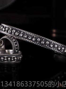 正品VULCAN伏尔甘骷手车镯髅男纯银网红机流行哈雷欧髅美手工骷银