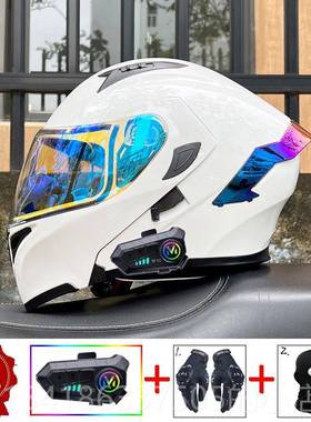 正品Orz托车头盔蓝牙揭面盔男女双镜四季机四车全盔季通半用3C认