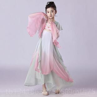 儿童古典舞高雅表演装荷花采纱舞表扇舞演服装女孩荷花服中国