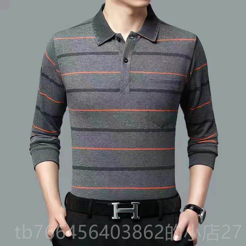 新款2衣件装真长口袋春秋工地干活衣服爸秋袖T恤男中年爸装外穿工