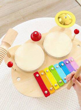 新款奥尔夫多能木质架子鼓音乐益台音乐打击乐功智器早教玩具女孩