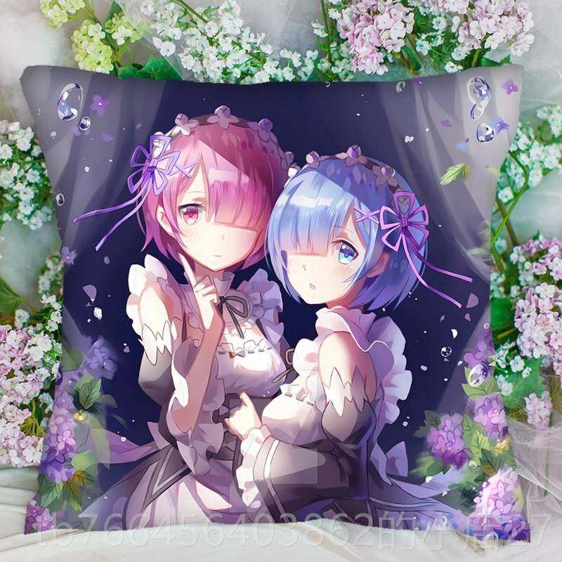 新款动漫方形抱枕蕾三姆枕狂三八重樱玖FGO汽车靠坐垫睡周边d枕iy