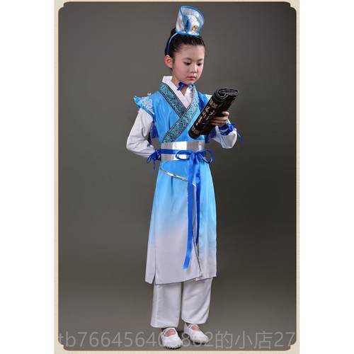 新款儿童古装演出服男童士服汉服小孩台剧话表演侠装影视侠客服书